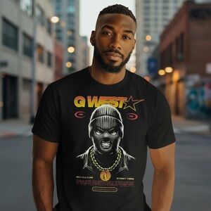 G West Rich Culture - Street Vibes Black Short Sleeve Graphic Tee